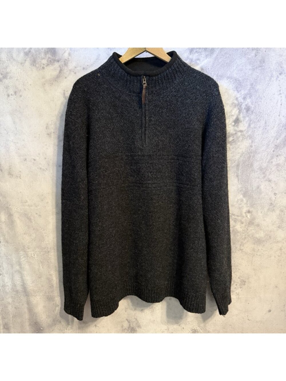 Pendelton Woolen Mills Shetland Wool Sweater Mens XL Gray 1/4 Zip Washable